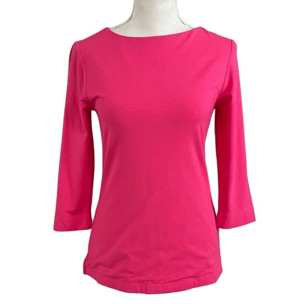 NWT OUI WARM PINK ROUND NECK STRETCHY JERSEY LONG TEE TOP STYLE 79506 - 4